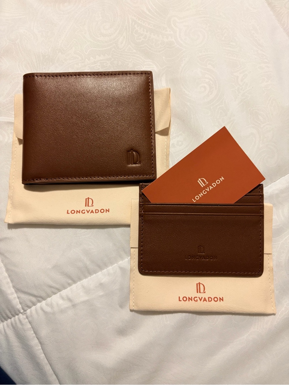 Longvadon Brown Leather Wallet and Card Holder Set